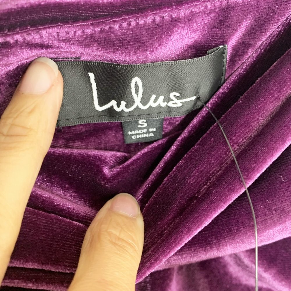 Lulu's - Right Here, Right Wow Purple Velvet Ruched Mini Skirt - Picture 4 of 5